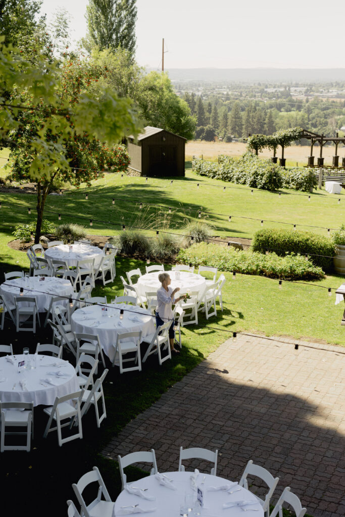 Tables set up for a wedding at Beacon Hill 