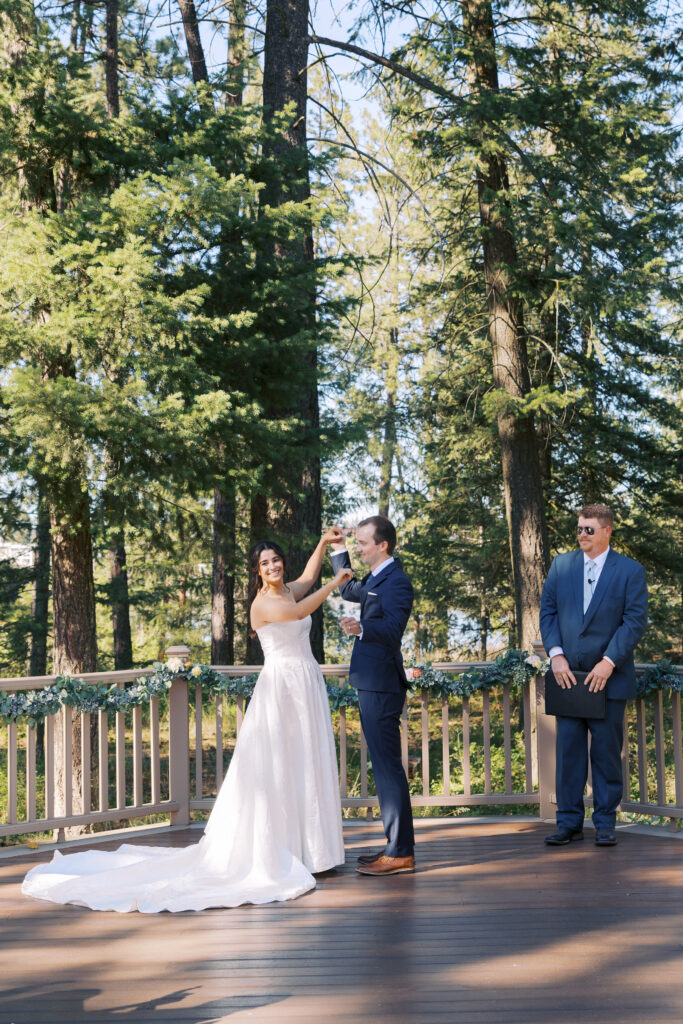 Wedding ceremony at Trailhead Event Center Q'emlin Park Post Falls Idaho