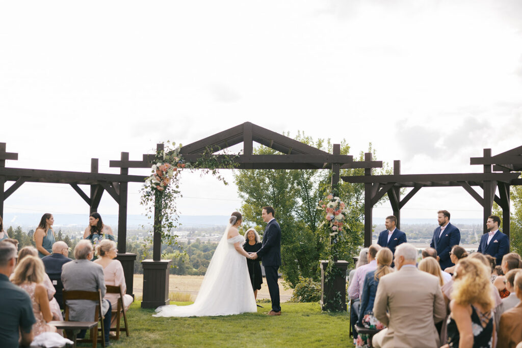 outdoor wedding ceremony Beacon Hill Spokane Arch and Elm Photography