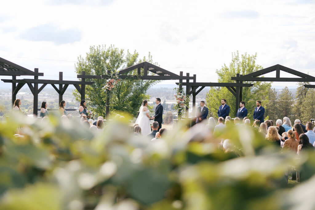 outdoor wedding ceremony Beacon Hill Spokane Arch and Elm Photography