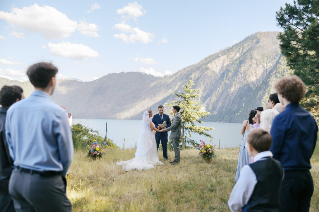 elopement ceremony Farragut State Park Idaho with family